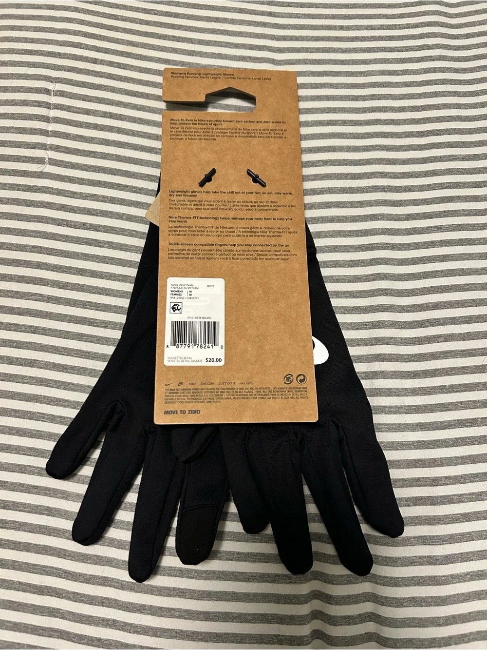Nike Black Running Gloves with White Swoosh